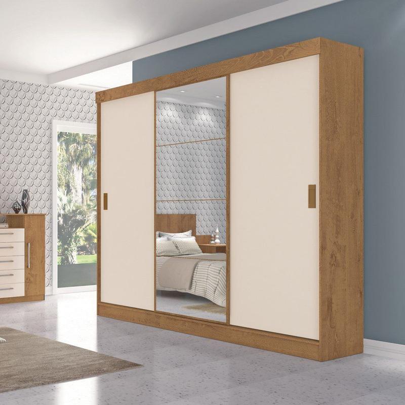 Guarda Roupa Casal com Espelho 3 Portas 3 Gavetas Sorento Atualle